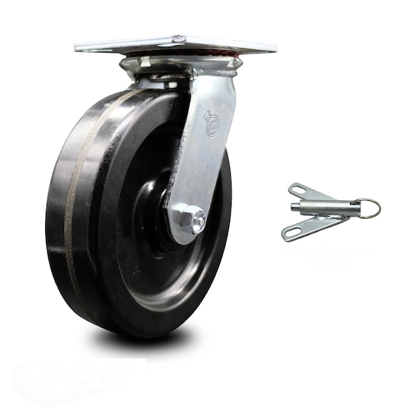 8 Inch Heavy Duty Phenolic Caster with Ball Bearing and Swivel Lock SCC